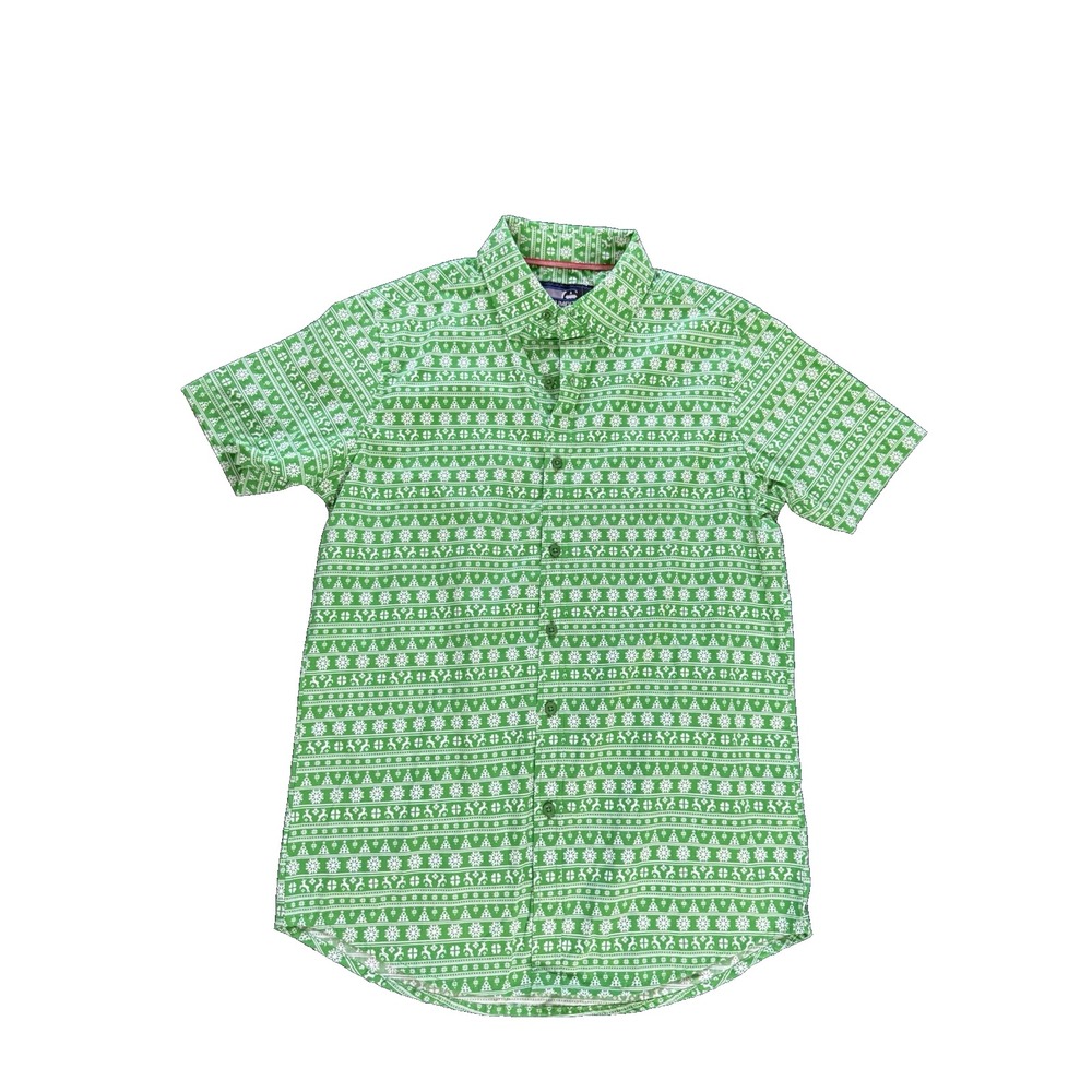 Monument Mens Shirt Size S Green short sleeve button front‎ all print